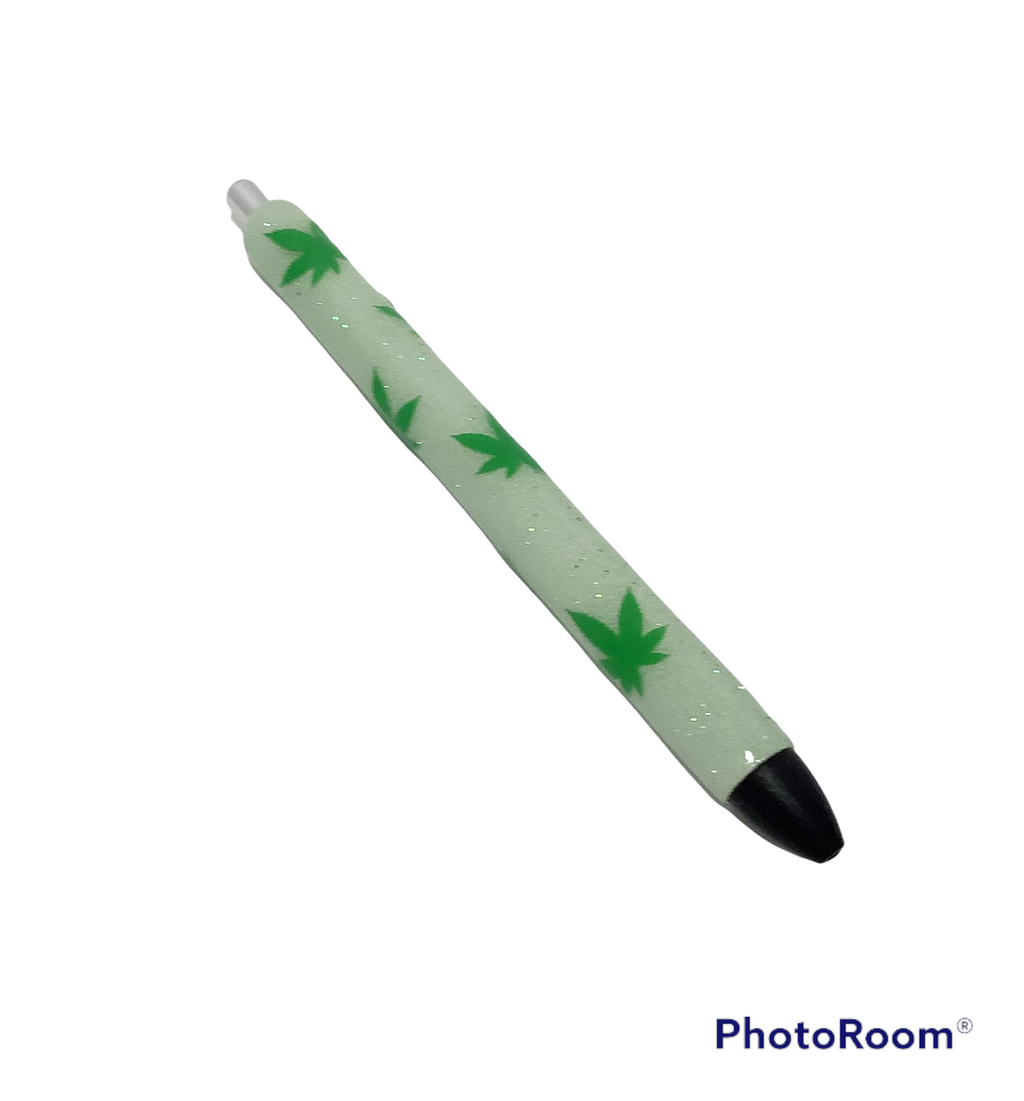 Glow in the dark marijuana leaf pen